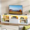 Hzuaneri Mobile TV, 160 cm con Ripiani Vetro Regolabili Illuminazione LED | Mobile TV con 5 Scomparti Aperti anta Ribaltabile, Mobile Porta TV per Televisore fino a 70 Pollici, Soggiorno, TV17203XEU