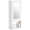 Baroni Home Pensile Bagno 3 Ripiani con Specchio in Plastic Wood, Mobiletto Sospeso Salvaspazio con Fissaggio a Parete, Montaggio a Incastro Facile, Leggero e Facile da Pulire, 18x30x69 cm