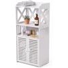 Baroni Home Mobiletto Bagno Salvaspazio in Plastic Wood, Mobile Multiuso 45x25x90 cm, Design Compatto, Facile da Montare e Pulire, Ideale per Bagno, Lavanderia e Casa, 2 Ante Alte 3 Ripiani