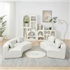 Kuczn Divano modulare da pavimento in morbida ciniglia Boneless Sofa curvo senza telaio con cuscino, divano letto con funzione letto, nessun montaggio, per camera da letto, soggiorno, ufficio, beige