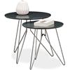 Relaxdays Set da 2 Tavolini Sovrapponibili, per Soggiorno, Arredamento Sala, Ripiano D: 48 e 40 cm, Differenti Grandezze