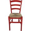 Sedam Srl Sedia Venezia Paesana, Legno Massello, Vari Sedute e Colori, Imbottita Paglia o Massello Cucina Casa Ristorante Agriturismo, Alta qualità, ORDINE MINIMO 2 PEZZI (Rosso, Seduta Paglia)