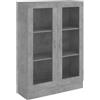 KGFHERENB Vetrina grigio cemento, 82,5 x 30,5 x 115 cm, scaffale da terra | Libreria versatile con 2 ante in vetro e 3 ripiani per soggiorno, corridoio o studio.