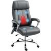 HOMCOM Sedia da Ufficio Vibrante Girevole 66x72x113-121cm Grigio Carbone | Massaggiante a 6 Punti, Inclinabile, Poltrona da Ufficio e Scrivania Moderna, Tasca Laterale, Telecomando, in Pelle PU