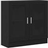 KGFHERENB Libreria con ante in vetro, colore nero, effetto rovere, 82,5 x | Elegante armadio in legno con 5 vani e maniglie in metallo. Ideale per il soggiorno e la camera da letto.