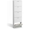 CATAVANA Scarpiera salvaspazio slim 60 cm in legno bianco, scarpiera da ingresso con 5 ante, scarpiera 15 paia, design moderno alto e stretto, ideale come portascarpe ingresso