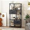 DWVO Libreria alta a 7 ripiani con due cassetti da pavimento, scaffale industriale per soggiorno, ufficio, studio, corridoio, 73 cm di larghezza, 151 cm di altezza, marrone rustico