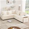 MOHUANG Divano angolare con funzione letto e vano portaoggetti, divano letto convertibile a forma di L, portabicchieri, braccioli larghi, cuscino incluso, ideale per soggiorno e home theater, beige