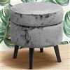 BAKAJI Pouf Contenitore Sgabello Cassapanca Poggiapiedi con Seduta Apribile in Tessuto Velluto Piedini in Legno Nero Design Moderno Dimensione 37 x 40 cm (Grigio)
