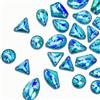 Brillabenny 30 Pietre Strass Fluo da Cucire Piatte, Mix Cristalli Fluorescenti Ab per Decorare Abiti Vestiti, Costumi Danza, Body (Acquamarina Ab)