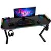 Fenix Home Scrivania Gaming LED RGB 120x60 cm Tavolo PC Struttura Metallo | Telecomando per colori ed effetti luminosi, 2 passacavi, gancio porta cuffie e portabicchiere, superficie ampia da lavoro