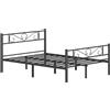 VASAGLE Struttura Letto Matrimoniale a Doghe in Metallo, 207x141,5x86 cm | per Stanza di Ospiti, Montaggio Facile, per Spazi Piccoli, Nero Opaco, Collezione VIVIAN RMB064BD01