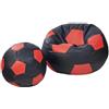 Slevobox Pouf Poltrona Sacco con Poggiapiedi 100x100x60 cm - Pouf Pallone da Calcio da Interno in Ecopelle - Morbido e Confortevole - Bean Bag per Adulti e Bambini - Mobili per Soggiorno