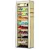 BAKAJI Scarpiera Armadio Salvaspazio 11 Ripiani 60x30x175cm Fino a 30 Paia di Scarpe Struttura Acciaio e Rivestimento in Tessuto TNT Impermeabile con Chiusura Zip Antipolvere (Beige)