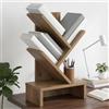 ZQQLVOO Libreria a 3 ripiani, 30 x 18 x 48 cm, in legno | Design a forma di albero, scomparti aperti, posizionabile in modo versatile, facile da pulire, materiale in legno resistente