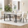 FAYICIC Set da pranzo (5-TLG), tavolo da pranzo con 4 sedie, 140 x 80 cm, tavolo da cucina con gambe in metallo nero, piano in MDF, bianco, velluto beige