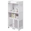Baroni Home Mobiletto Bagno Salvaspazio in Plastic Wood, Mobile Multiuso 45x25x90 cm, Design Compatto, Facile da Montare e Pulire, Ideale per Bagno, Lavanderia e Casa, 2 Ante 3 Ripiani