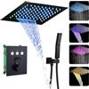 WRKMH Colonna Doccia Nera, LED a 64 Colori Doccia da Incasso Display Digitale Termostatica Set Doccia con Soffione e Doccetta