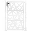 HPDTZ Cancello d'ingresso da giardino in metallo, cancello da giardino, in acciaio, palo da giardino, 105 x 150 cm, flangia per pali da 6 cm, moderna, per ingresso giardino, terrazza (bianco)