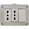 gloca Custodia 3 Posti IP40 Esterna da Parete, Contenitore Autoportante Monoblocco per Serie Civili (Versioni Multi-Variante) (Con 2 Prese Bipasso 16A + Interruttore)