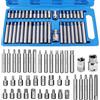 Behogan Set di 40 dadi multipli, 1/2, 3/8, set di punte Torx con custodia blu, set di chiavi a bussola, esagonali e spline per la riparazione auto