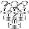 Neosmuk ganci magnetici, fino a 20 kg, bianco argento, confezione da 6 | Magneti extra forti con ganci per frigorifero, cabina da crociera, grill e appendere in modo versatile