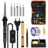 Sathychanpy Saldatore 80W Kit Saldatura Stagno con Display LCD Temperatura Regolabile 180-500°C Interruttore ON/OFF, 5 Punte Saldatura, Kit Saldatore Elettronica per Riparazione e Bricolage DIY