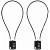 Tolanev Set 2 Lucchetti a Combinazione con Cavo in Acciaio 30 cm per Valigia, Nero | Lega di Zinco, Filo 3 mm, Codice 4 Cifre, Trazione 50 kg, Impermeabile, Antiruggine, Casco Moto, Sci, Cassetta Attrezzi