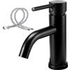 UKEEYO 商品图片 Rubinetto Bagno Lavabo Nero, Miscelatore Lavabo Bagno, Miscelatore bidet in acciaio inox monocomando per Acqua Calda e Fredda