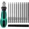 Eulihent Set di 12 cacciaviti Torx da 1/4, magnetici a testa di stella, T6 - T40, 100 mm, codolo esagonale elettrico, set di punte Torx in acciaio S2