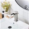 XWIHTR Rubinetto da bagno a cascata, rubinetto da bagno in acciaio inox e ottone, risparmio idrico, rubinetto per lavabo, bocca calda e fredda, rubinetto per lavabo a una maniglia (spazzolato)