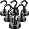 Neosmuk Ganci magnetici, 20 kg, nero, extra forte, conf. da 6 | Con magneti al neodimio per campeggio, officina, armadietto, outdoor e crociera, anche come appendiabiti
