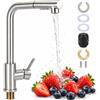 Thryvix Rubinetto Lavello Cucina, Miscelatore Cucina con Doccetta Estraibile, 2 Modalità di Getto, Girevole a 360°, Forma a L, Acciaio Inox, Monocomando, per Lavello Singolo o Doppio