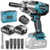 blayram Chiave a percussione a batteria, 800 Nm, compatibile con Makita 18 V, 1/2 | Motore senza spazzole, 3 livelli di velocità, 2 batterie da 4,0 Ah e 5 bussole per cambio e montaggio degli pneumatici