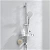 Auralum Set Doccia con Asta Doccia da 90 cm in Acciaio Inox, Mensola Senza Forare, Doccetta a 6 Getti con Flessibile, Saliscendi Doccia Regolabile con Ripiano Portaoggetti, Cromo