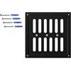 DEMLOU - Griglia di Ventilazione Regolabile 20 x 20 cm, Nero RAL 9005. | Finitura resistente fino a 200 °C - Apertura a 3 posizioni, uso interno ed esterno riparato, viti nere e tasselli inclusi.
