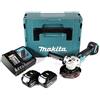 Makita DGA 504 RFJ 18 V 125 mm smerigliatrice angolare a batteria in MAKPAC con 2 x BL 1830 batteria + DC18RC Carica batterie
