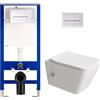 HOROW Doccia WC senza bordo acqua fredda e calda con cassetta di scarico da | Set completo per WC a parete con piastra di pressione, WC sospeso, a risparmio idrico e silenzioso, per piccoli bagni