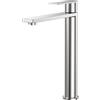 CECIPA Rubinetto Bagno Lavabo in acciaio inossidabile | altezza uscita 247 mm Monocomando per lavabo soprapiano, senza piombo, risparmio idrico, cartuccia ceramica