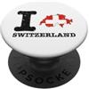 Shape of Home Co I Love (Heart) Svizzera Mappa Bandiera Sagoma PopSockets PopGrip Adesivo
