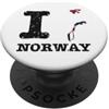 Shape of Home Co I Love (Heart) Norvegia Mappa Bandiera Sagoma PopSockets PopGrip Adesivo