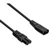 Akyga Cavo di prolunga a 2 poli AK-RD-08A CCA 2 x 0,5 mm² IEC C7 su IEC C8 1,5 m nero cavo prolunga di alimentazione per notebook, radio, proiettore, roomba, TV, stampante, scanner, ricevitore