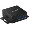 InLine Hub industriale USB 3.2 a 4 porte, 2 USB-A / 2 USB-C, 5 Gbps | Host USB-C con blocco a vite, 12-24 V DC, alloggiamento in metallo, montaggio a parete, BC1.2, Plug & Play