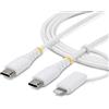StarTech Cavo USB-C a Lightning 2-in-1 da 2m, 60W, MFi (2M-U2-LNTC-CABLE) | Guaina Intrecciata Robusta, Ricarica Rapida 3A, Adattatore Apple Integrato
