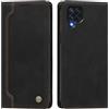 rongki Custodia per Samsung Galaxy M32 4G/M22, Cover in Pelle Sintetica Portafoglio con Slot per Carte, Supporto, Chiusura Magnetica, Antiurto Case per Samsung Galaxy M32 4G/M22, Nero