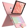 aMZCaSE Custodia con tastiera touch per iPad di 9a generazione (10,2 pollici, 2021), retroilluminazione a 10 colori, cover sottile a 360°, tastiera Bluetooth con portamatite, compatibile con iPad 8a