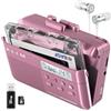 KLIM K7 Cassette Player Convertitore MP3, Lettore Audio Portatile, Auricolari | Microfono e Altoparlante Incorporati, Batteria Ricaricabile, Scheda Sd da 16 GB, Portalo Ovunque - Rosa