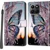 PHINIENLAND Cover per Honor 400 Smart 4G/5G custodia portafoglio Farfalla | 3 scomparti carte, 1 tasca banconote, Chiusura magnetica, Supporto, Pelle PU flip cover per Honor 400 Smart