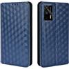Generico DayQiQiPu Cover per Realme GT 5G RMX2202 (6,43 Pollici) Custodia in pelle PU con Motivo a cubi 3D Chiusura Magnetica Caso portafoglio a conchiglia con supporto, Blu