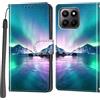 PHINIENLAND Cover per Honor 400 Smart 4G/5G custodia portafoglio Aurora | 3 scomparti carte, 1 tasca banconote, Chiusura magnetica, Supporto, Pelle PU flip cover per Honor 400 Smart